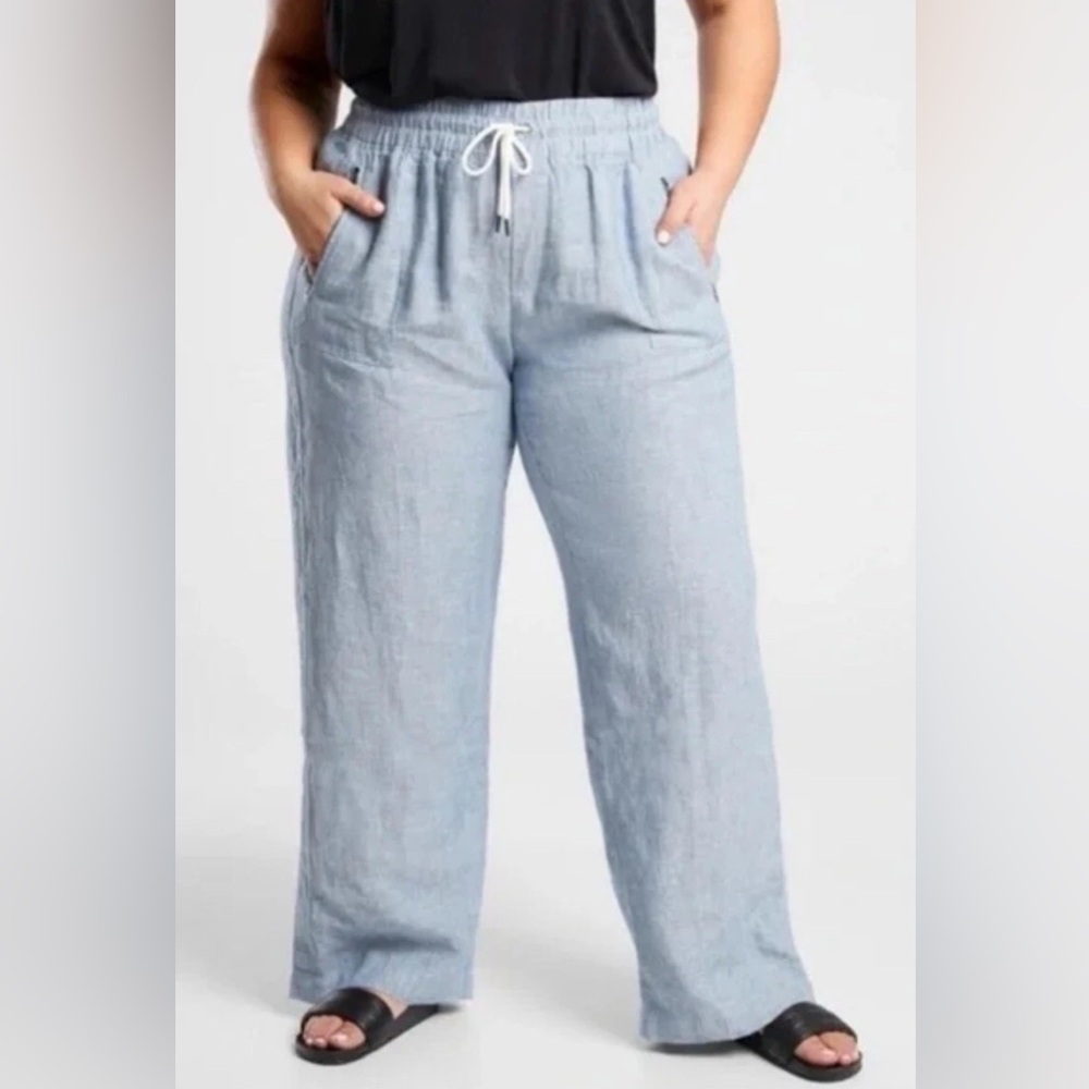 Athleta Cabo Linen Wide Leg Pants, 16 Tall